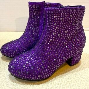 Forever Link Child’s Sparkling Purple Ankle Boots Size 9